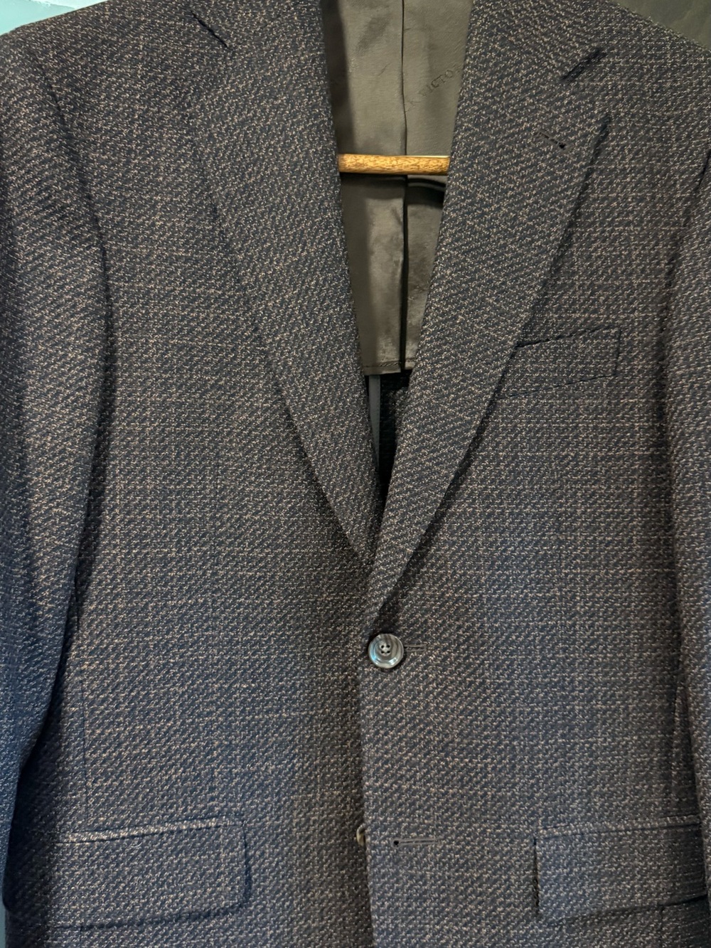 Men's Jack Victor Textured Brown Sport Coat - Tailored Two-Button Blazer - Picture 7 of 14